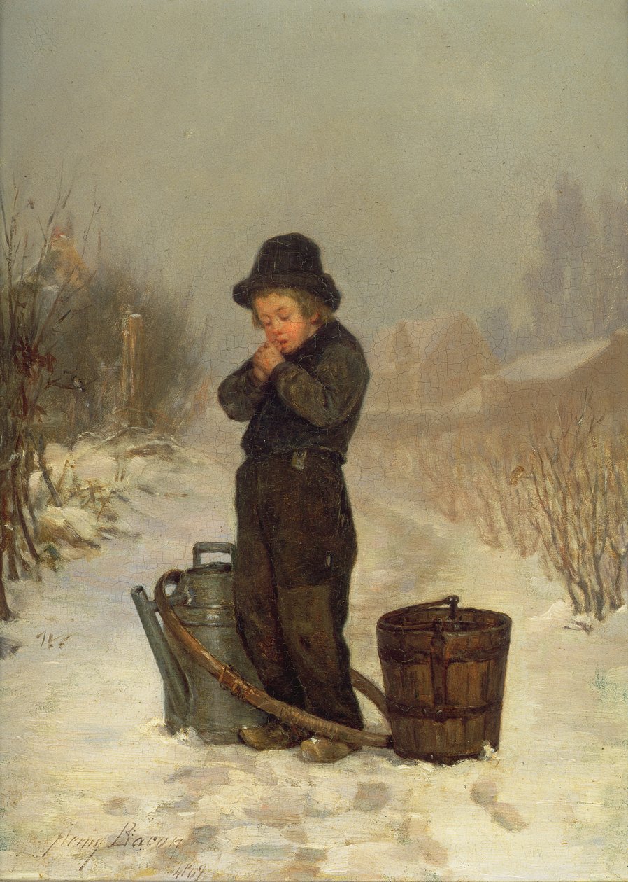 Varmer sine hænder, 1867 af John Henry Frederick Bacon