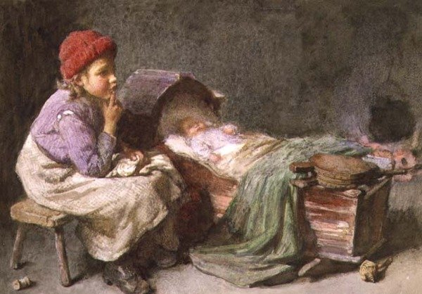 Hys, tys (akvarel) af John Henry Henshall