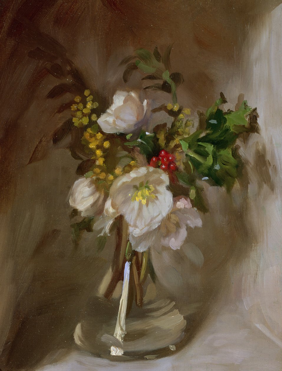 Vinterblomster (olie om bord) af John Henry Lorimer