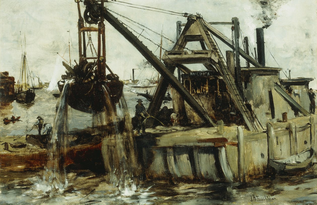 Uddybning i East River, af John Henry Twachtman