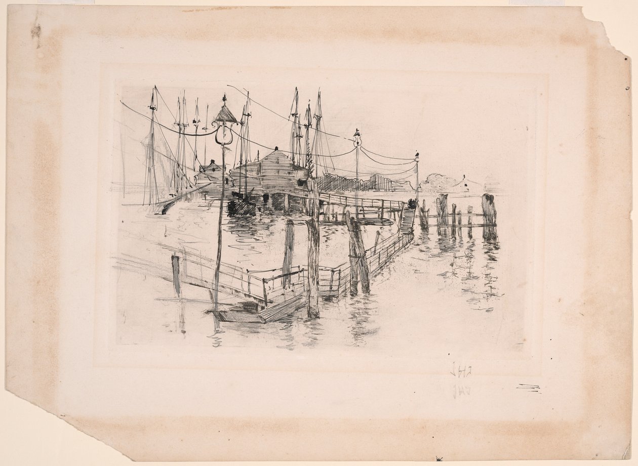 Det gamle Toll House i Bridgeport (stor tallerken) af John Henry Twachtman