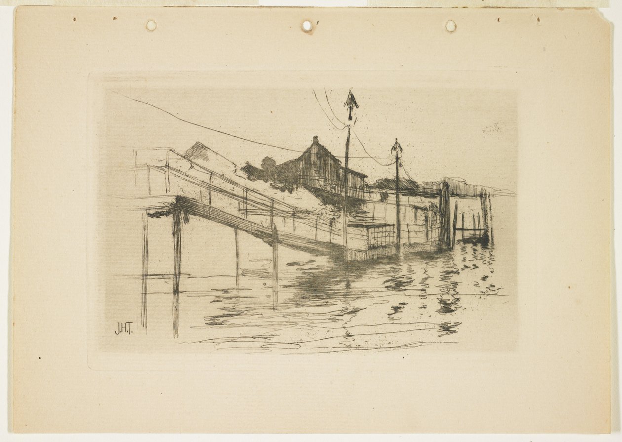 Det gamle betalingshus ved Bridgeport (lille tallerken), 1888-1889 af John Henry Twachtman