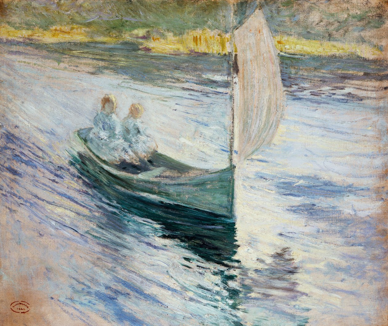 To børn i en sejlbåd, 1883 af John Henry Twachtman