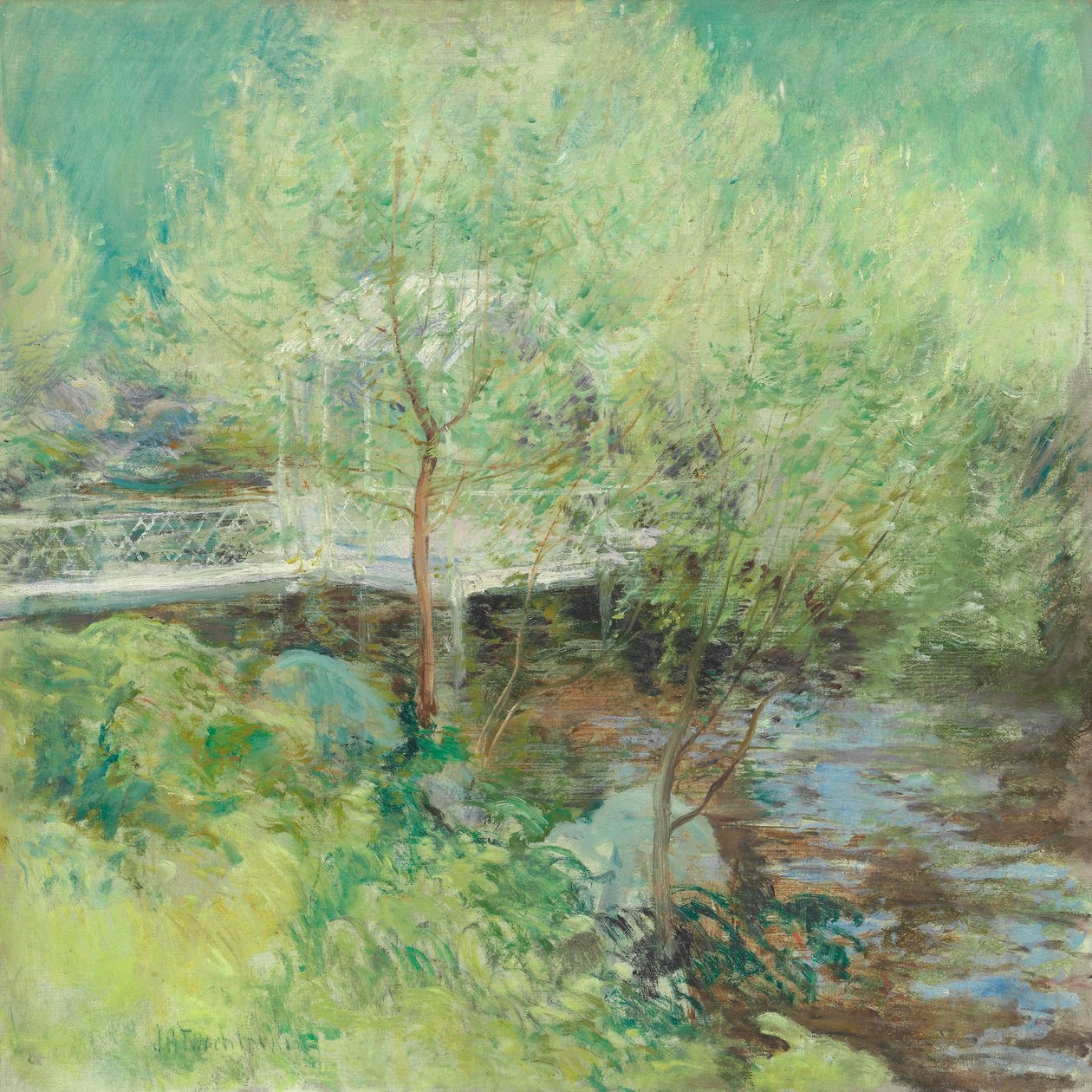 Den hvide bro, efter 1895 (olie på lærred) af John Henry Twatchman