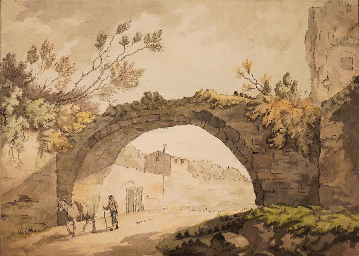 En buegang i Italien, ca. 1798 (akvarel med pen og blæk på papir) af John Herman Merivale