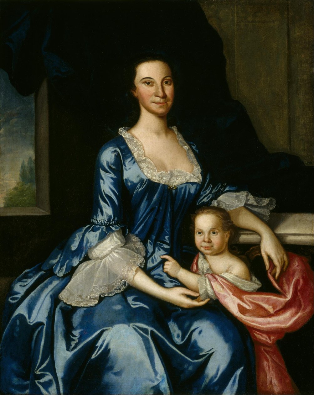 Portræt af fru Matthew Tilghman (Anna Lloyd, 1724-1794) og hendes datter, Anna Maria (1755-1843) af John Hesselius