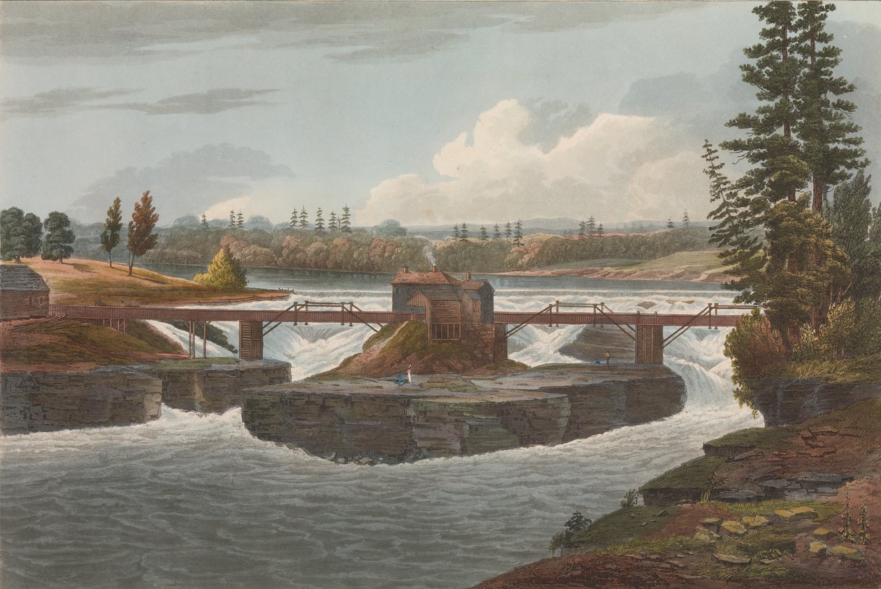Glens Falls nr. 6 i Hudson River Portfolio, 1822. af John Hill