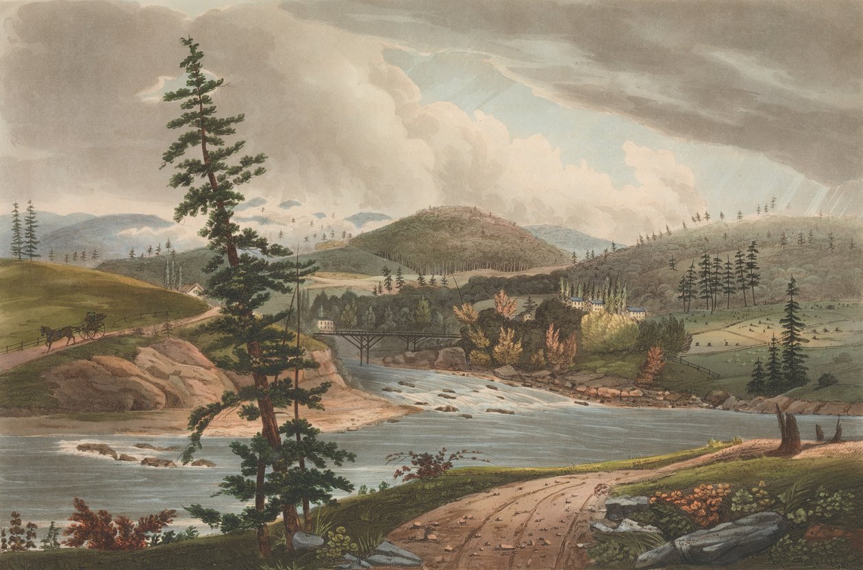 Krydset mellem Sacandaga og Hudson-floderne 2 af Hudson River Portfolio, 1821-22. af John Hill