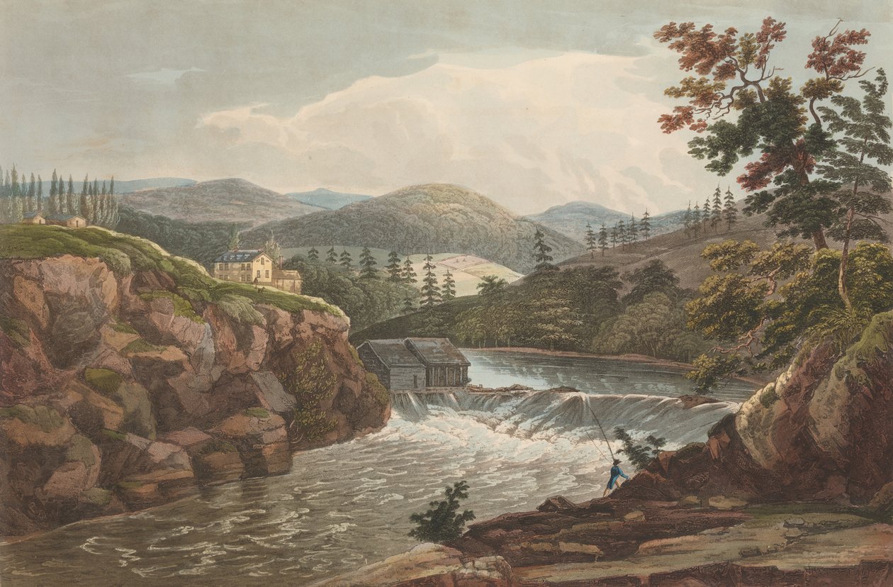 Little Falls ved Luzerne nr. 1 i Hudson River Portfolio, 1822-23. af John Hill