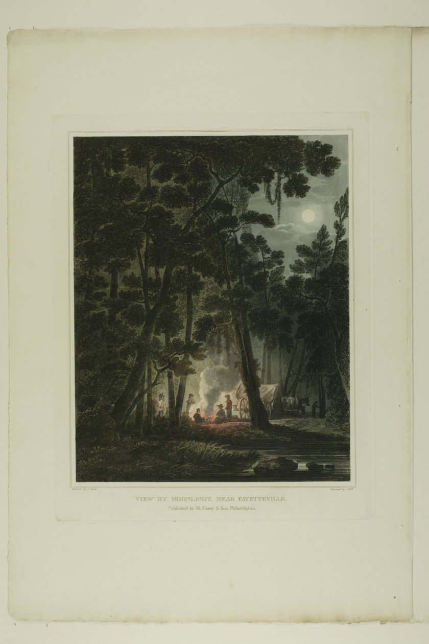 View By Moonlight, nær Fayetteville, plade tre af det andet antal maleriske udsigter over amerikansk sceneri af John Hill