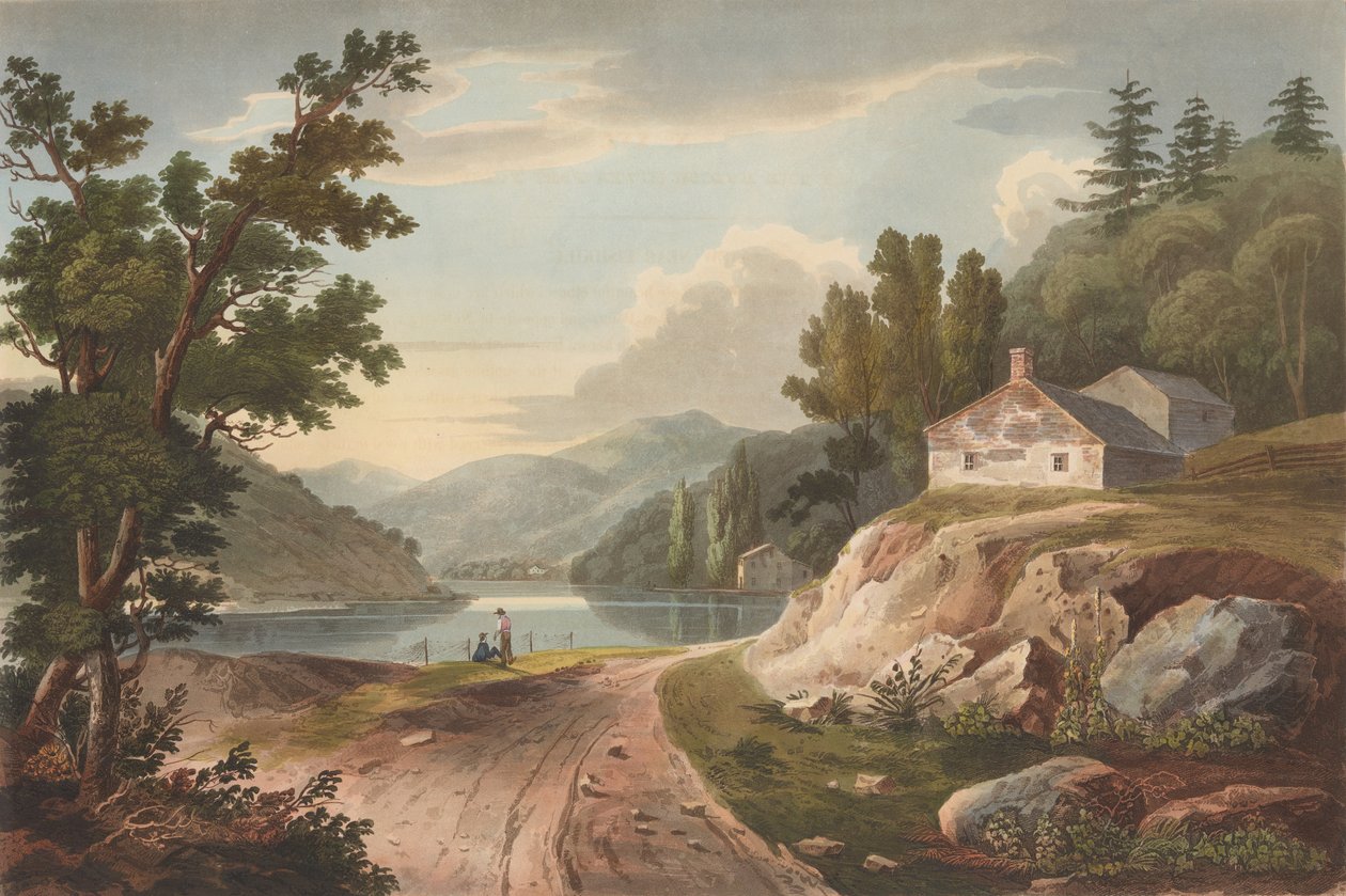 Udsigt nær Fishkill nr. 17 af Hudson River Portfolio, 1823-24. af John Hill