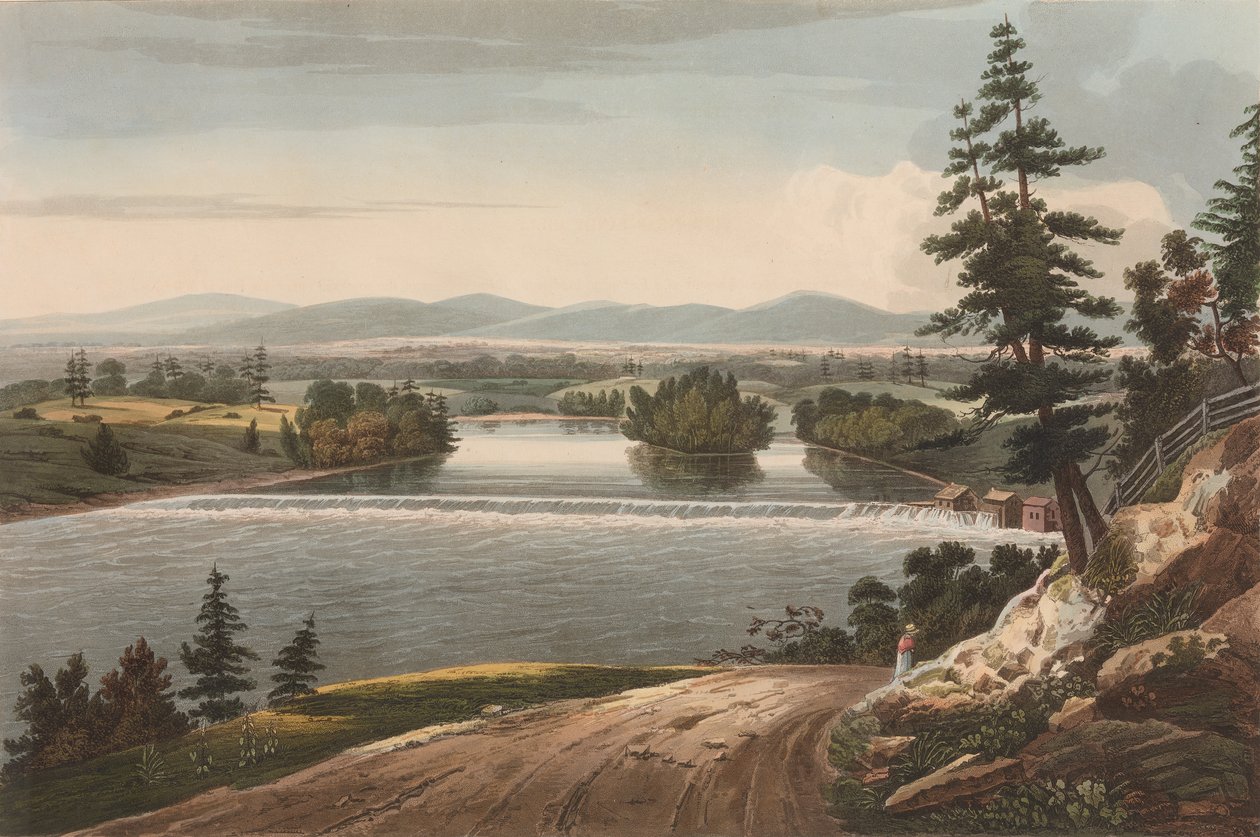 Udsigt nær Sandy Hill nr. 7 af Hudson River Portfolio, 1822-23. af John Hill
