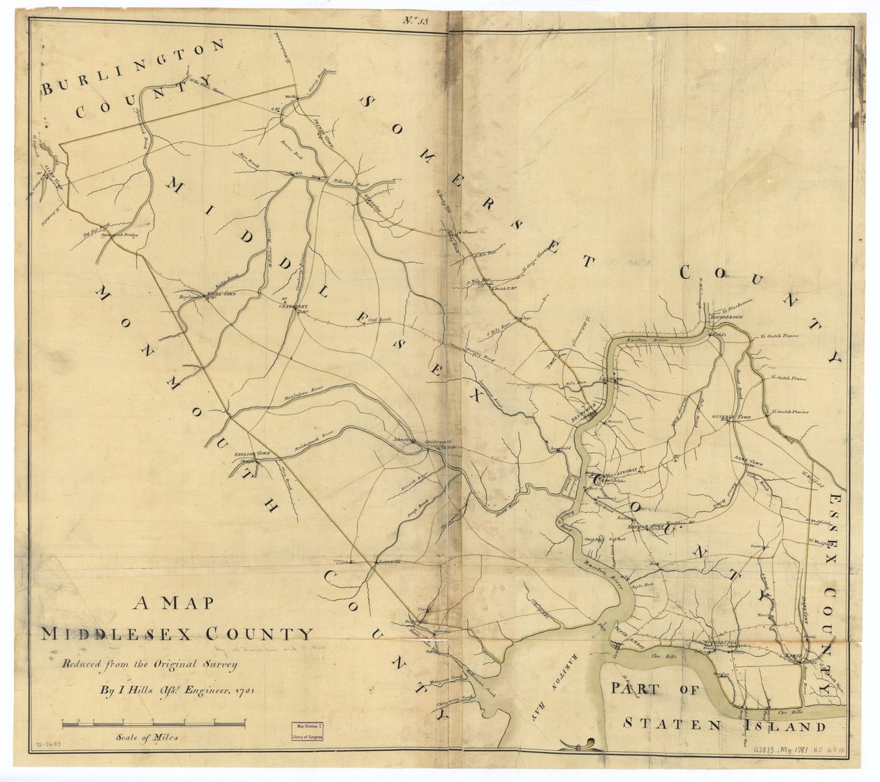 Et kort over Middlesex County. LOC gm72003603 af John Hills