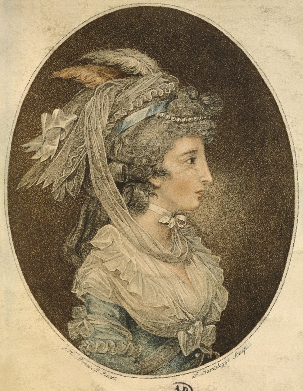 Engelsk frisure, graveret af Francesco Bartolozzi (1727-1815) (farvegravering) af John Hodges Benwell