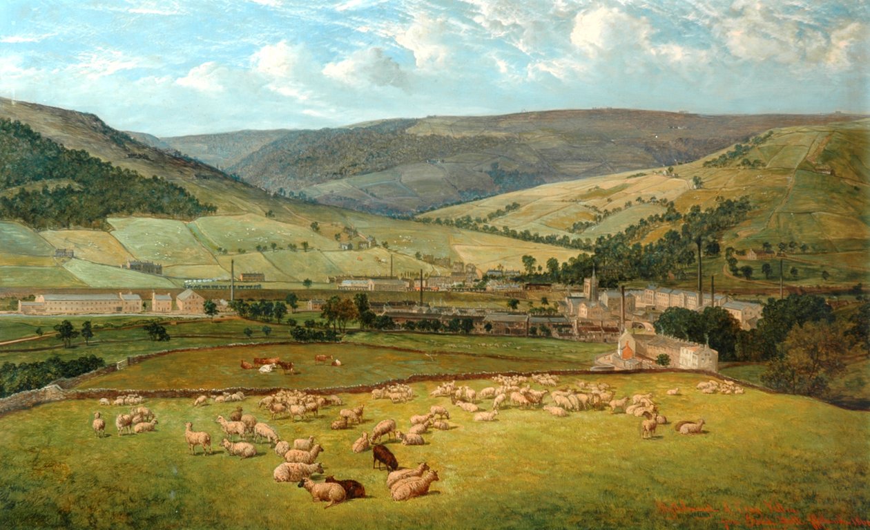 Mytholmroyd & Cragg Vale fra Ewood Hall, 1869 af John Holland
