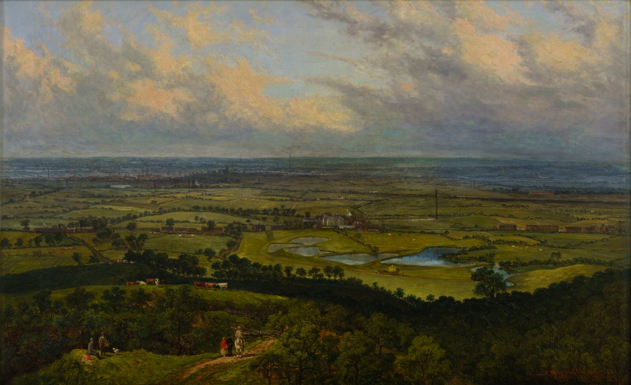 Udsigt over Gerrard Wood fra Tandle Hill med Middleton i det fjerne af John Holland