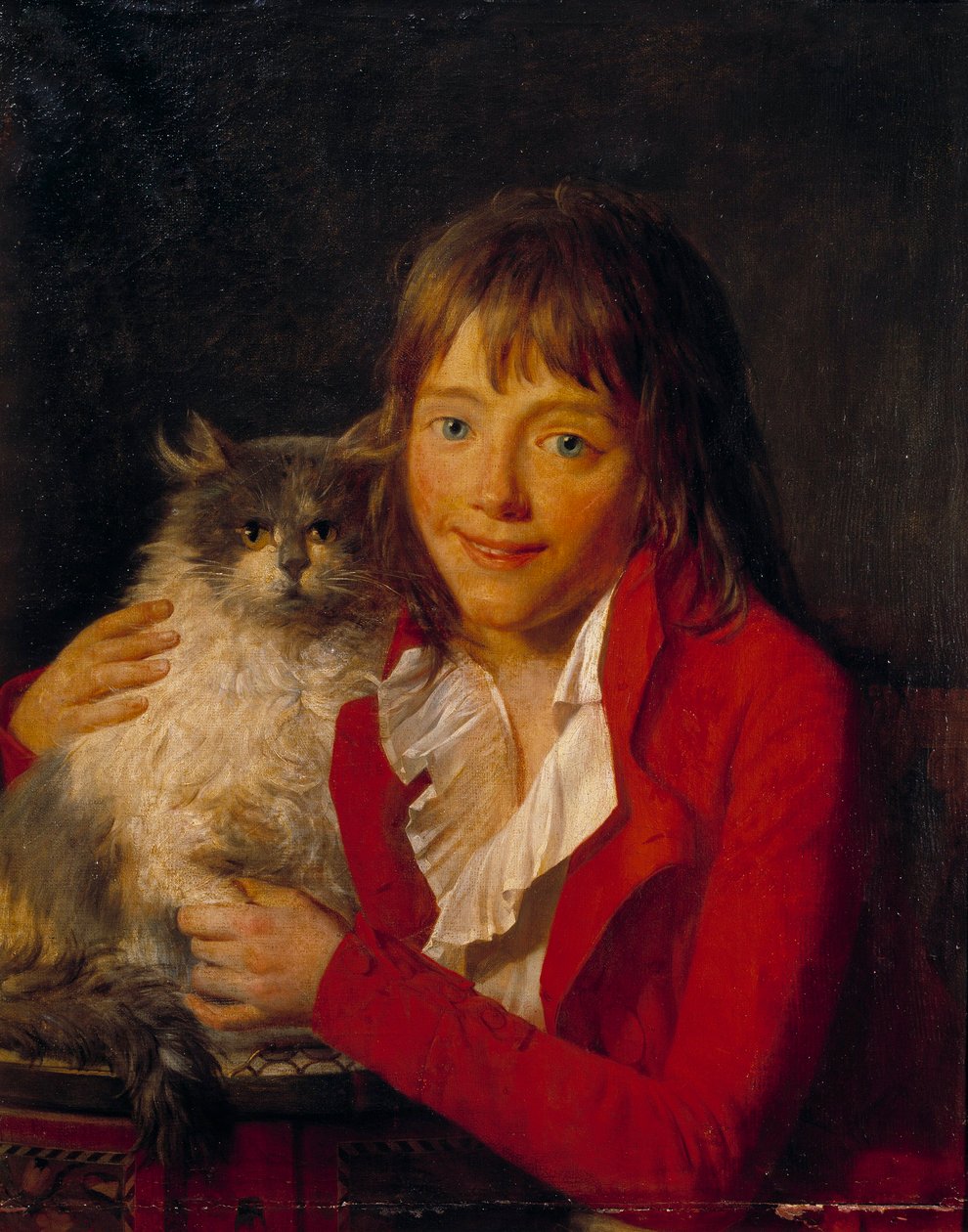 The Child and His Cat Maleri af John Hoppner (1758-1810) Paris fra det 19. århundrede, Musee d