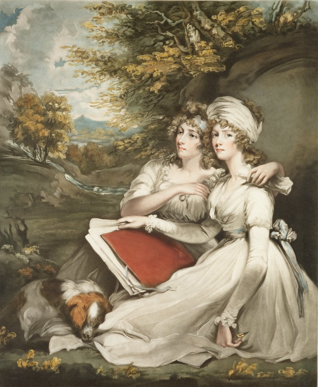 The Daughters of Sir Thomas Frankland, Bart., indgraveret og pub. af William Ward (1766-1826), 1797 (mezzotintgravering) af John Hoppner