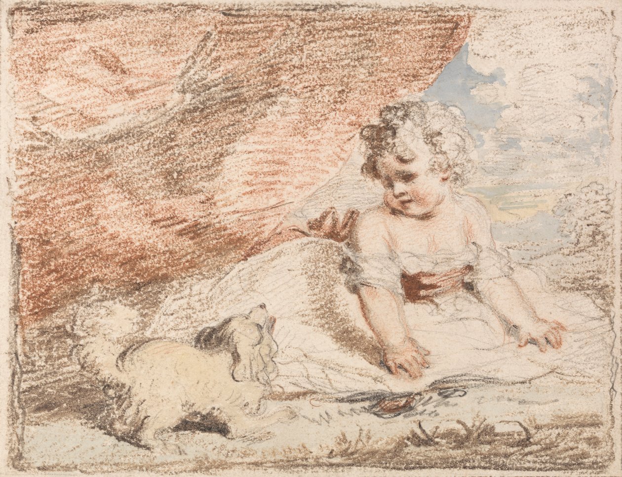 Ungt barn med skødehund af John Hoppner