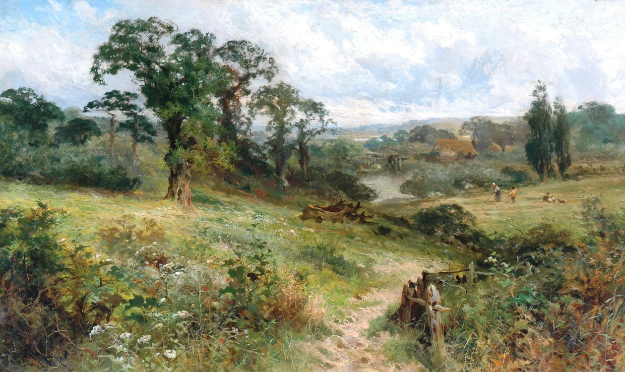 Shiplake på Themsen fra Wargrave Hills olie på lærred af John Horace Hooper