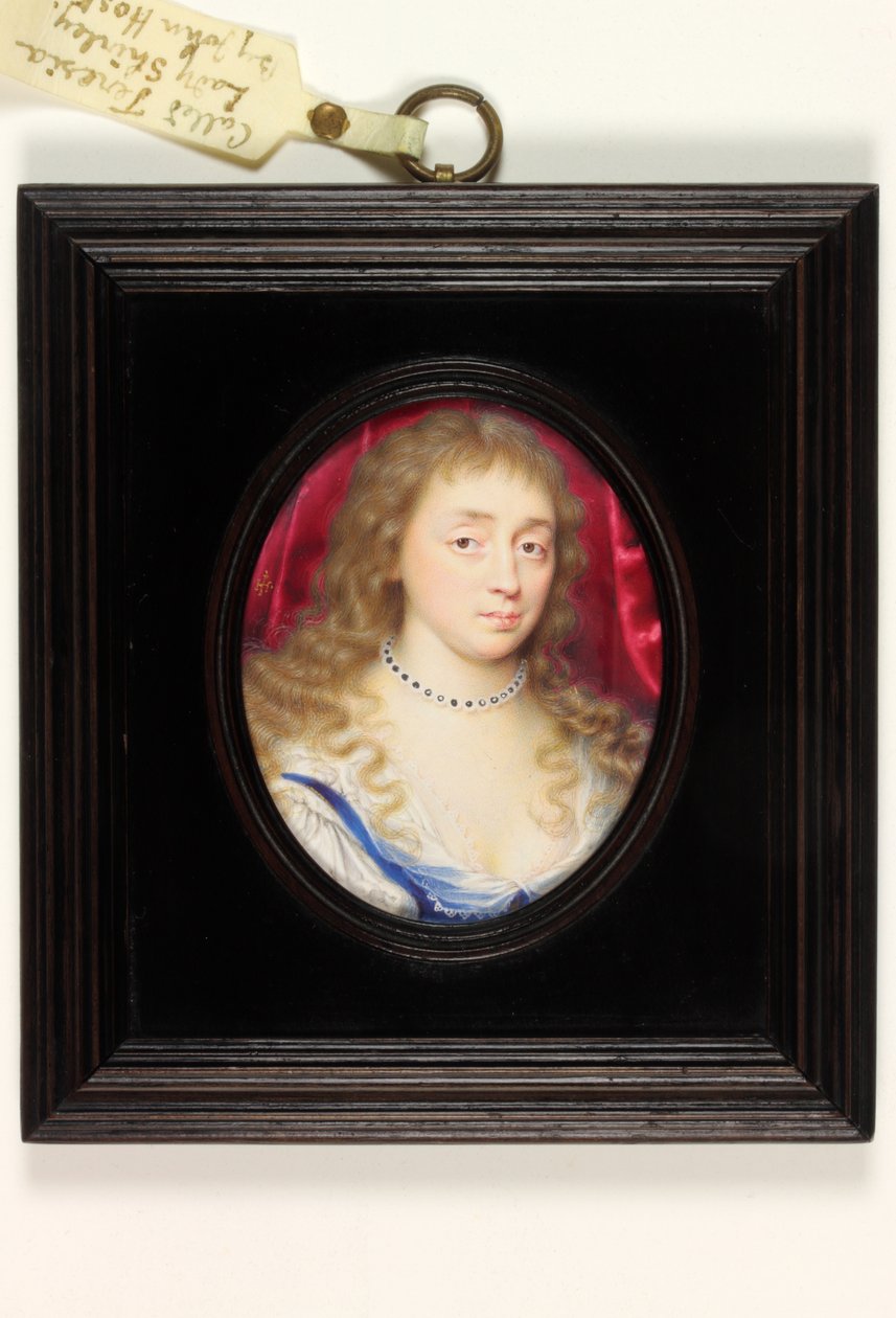 En dame kaldet Teresia Lady Shirley (akvarel på vellum) af John Hoskins