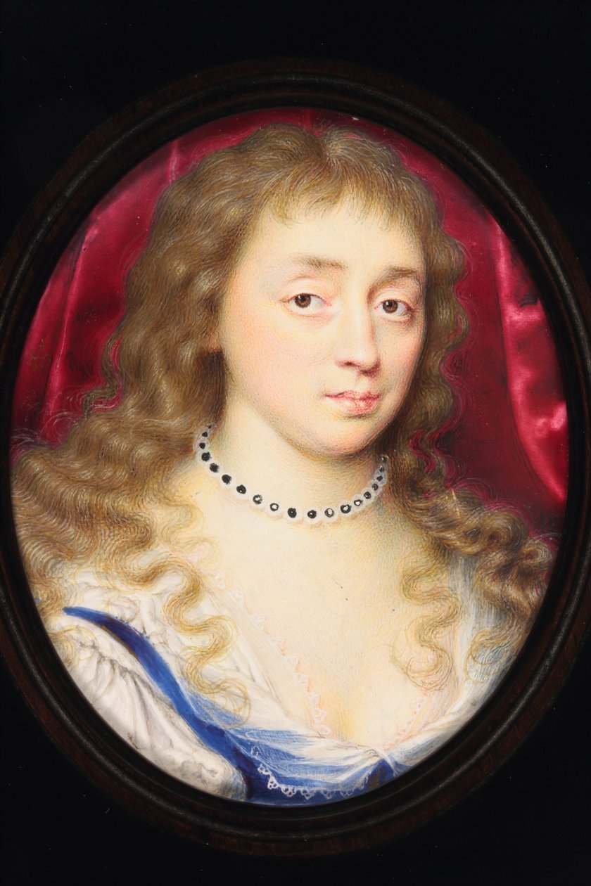 En dame kaldet Teresia Lady Shirley (akvarel på vellum) af John Hoskins
