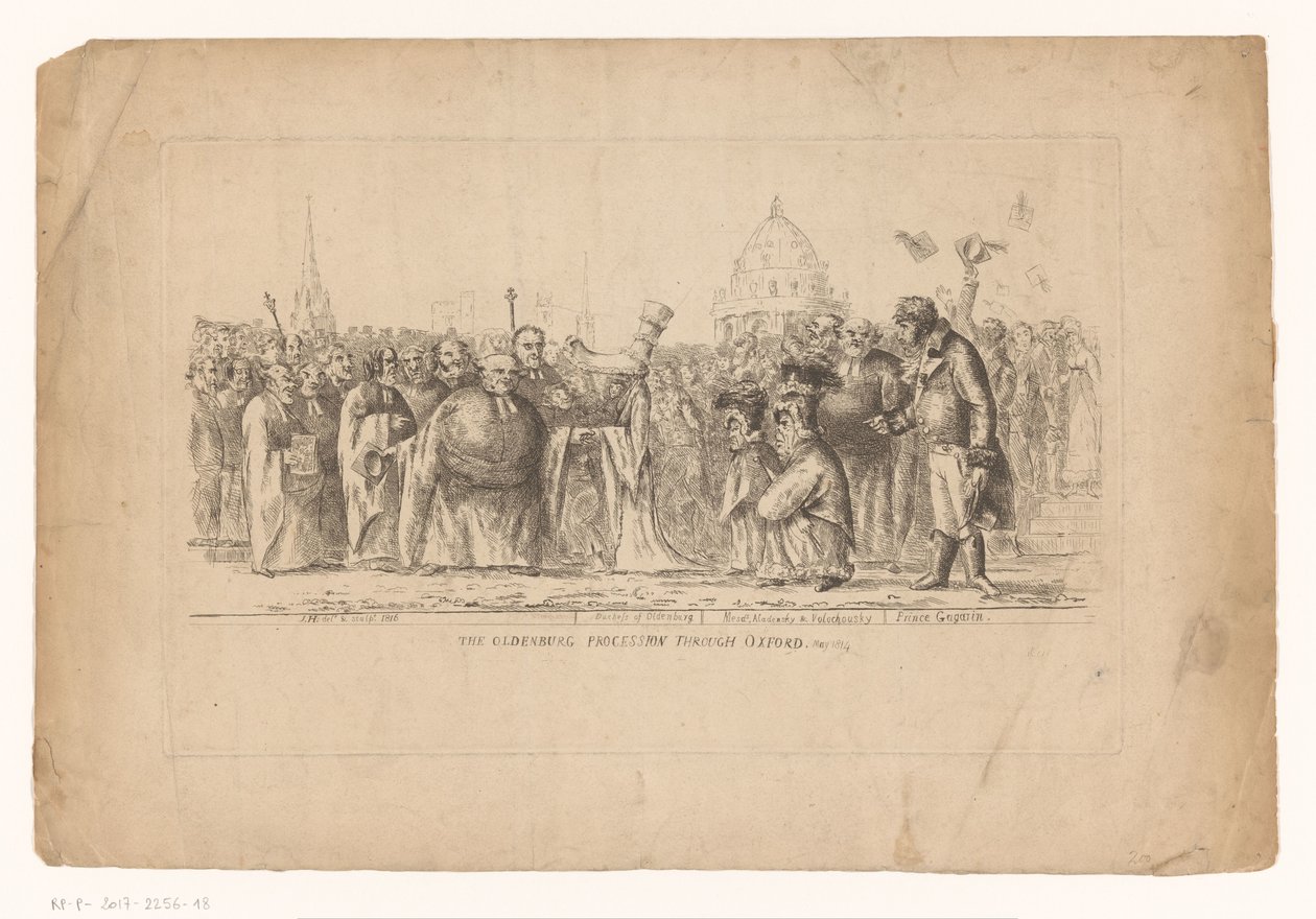 Catharina Paulowna van Rusland i Oxford, 1814 Oldenburg-optoget gennem Oxford. maj 1814 (titel på objekt) af John Hughes