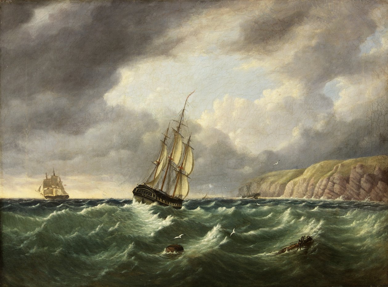 Havlandskab med to skibe og klipper af John I. Harvey