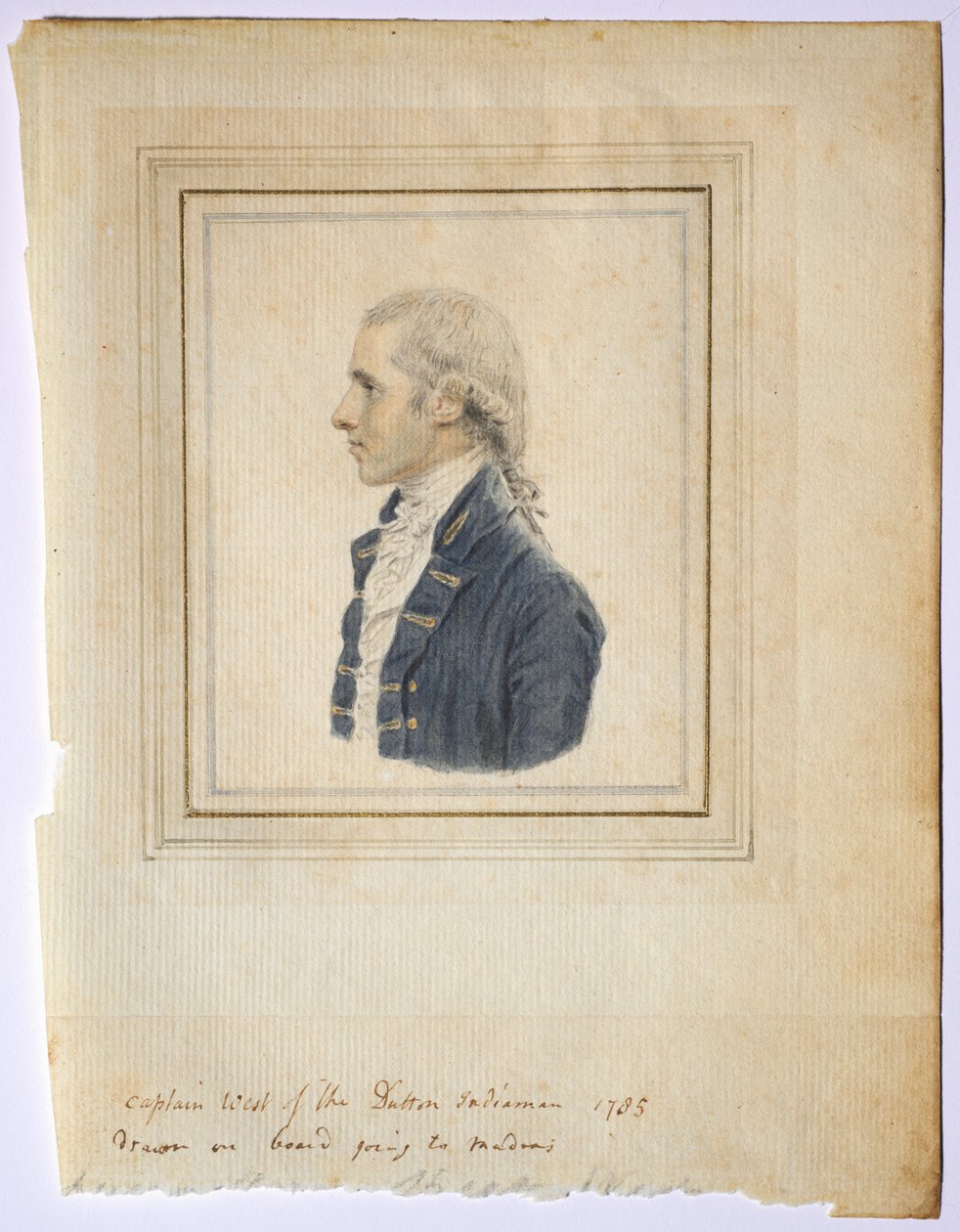 Portræt af Sir Captain West of the Dutton Indiaman, 1785. af John I. smart