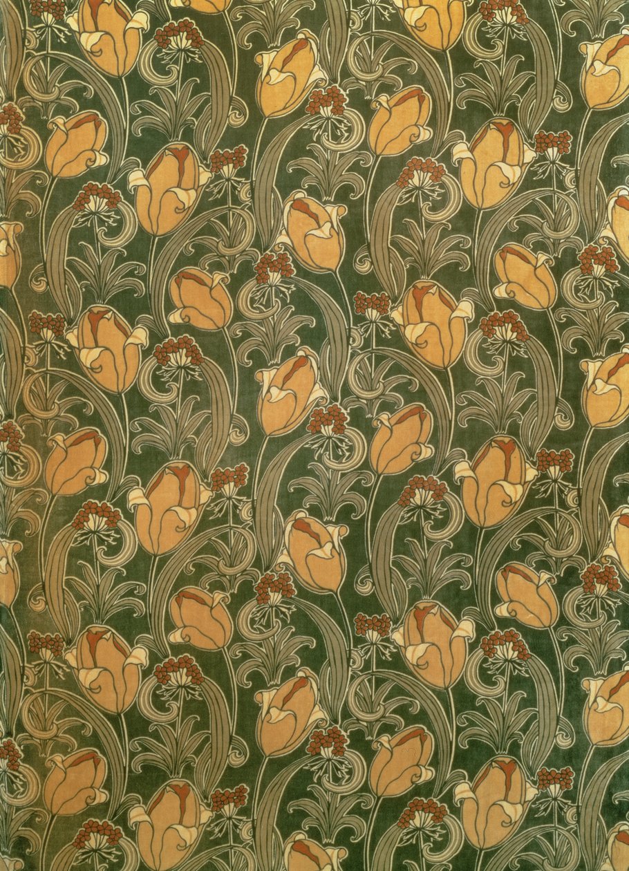 Tulipaner, design for The Silver Studio, ca. 1898 (trykt fløjl) af John Illingworth (attr. to) Kay