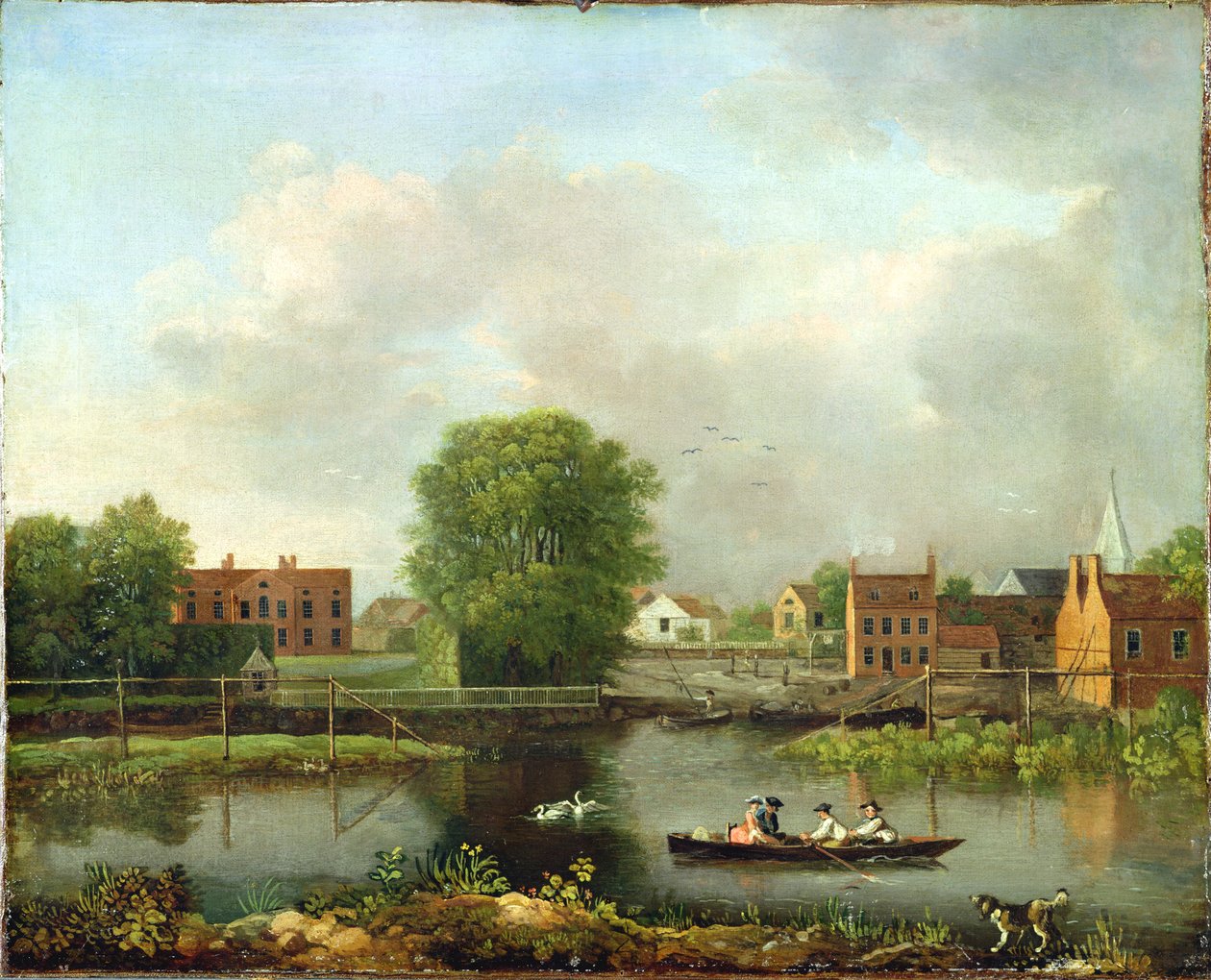 Et flodlandskab, muligvis en udsigt fra West End af Rochester Bridge, 1800-10 af John Inigo Richards