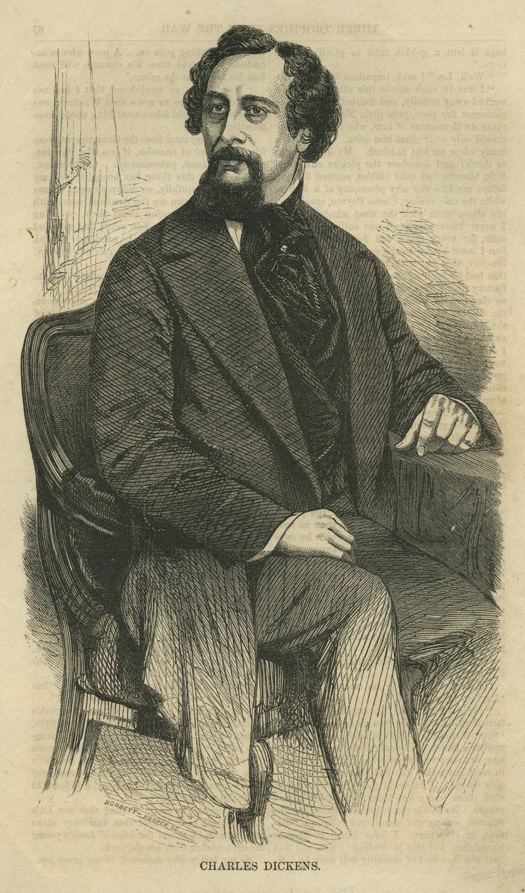 Charles Dickens, graveret af Bobbett-Hooper, fra Harper