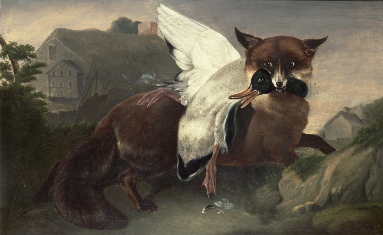 Ræv og gås, ca. 1835 (olie på lærred) af John James Audubon