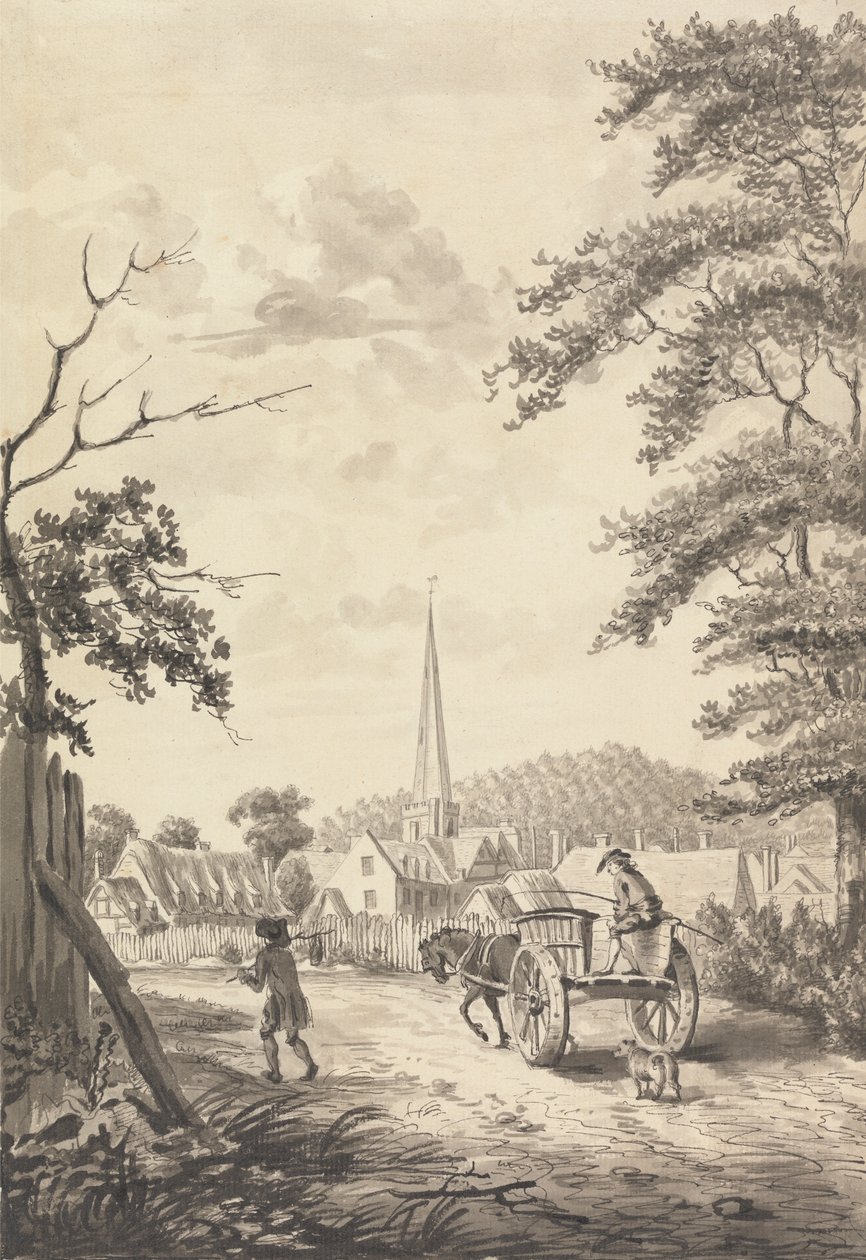 Ledbury Church and Village, Herefordshire af John James Barralet