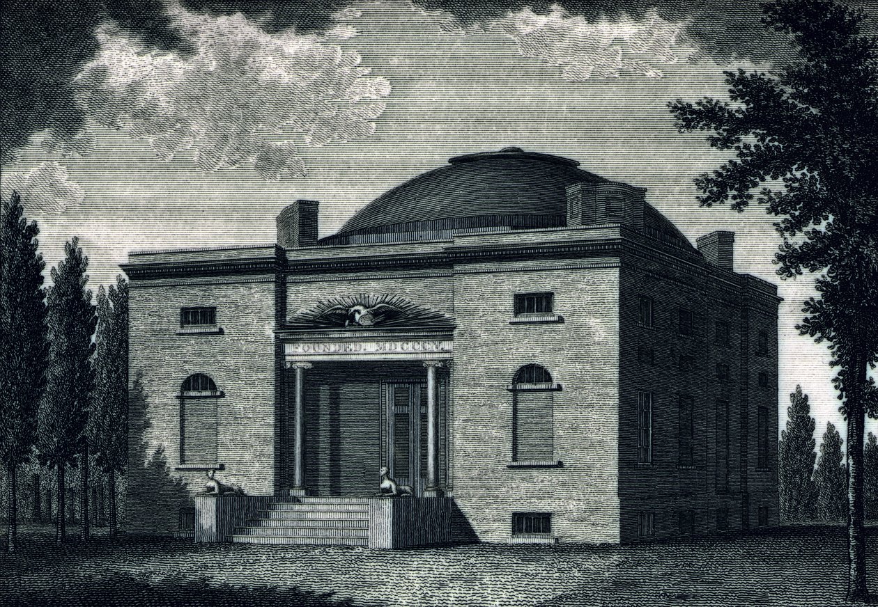 Pennsylvania Academy of Fine Arts, graveret af Benjamin Tanner (1775-1848), ca. 1820 af John James after Barralet
