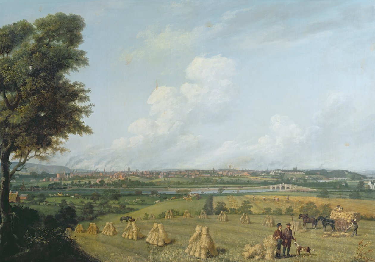 Udsigt over Preston fra Penwortham Hill, ca. 1821 af John Jenkinson