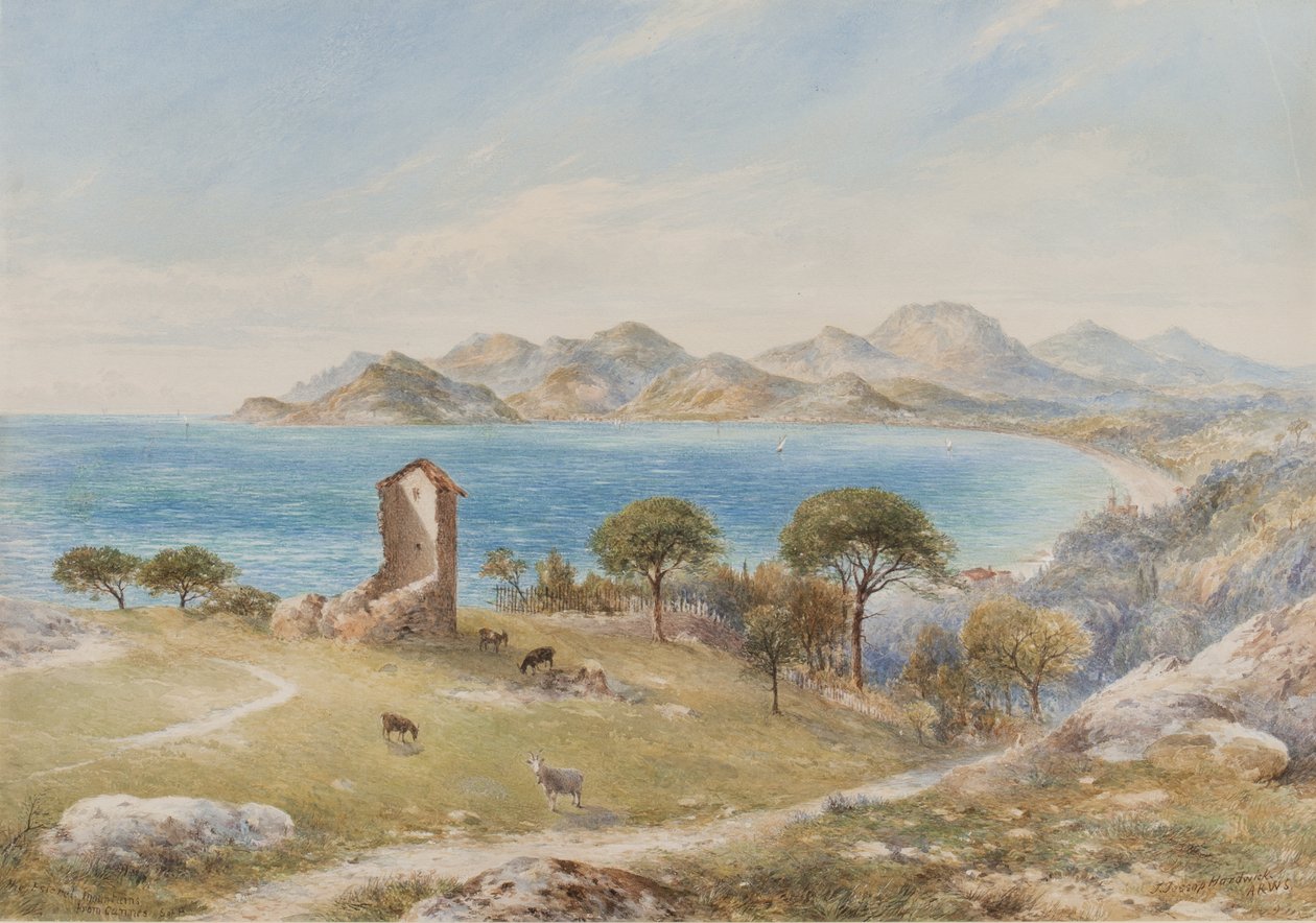 Udsigt over Esterelles-bjergene fra Cannes (wc på papir) af John Jessop Hardwick