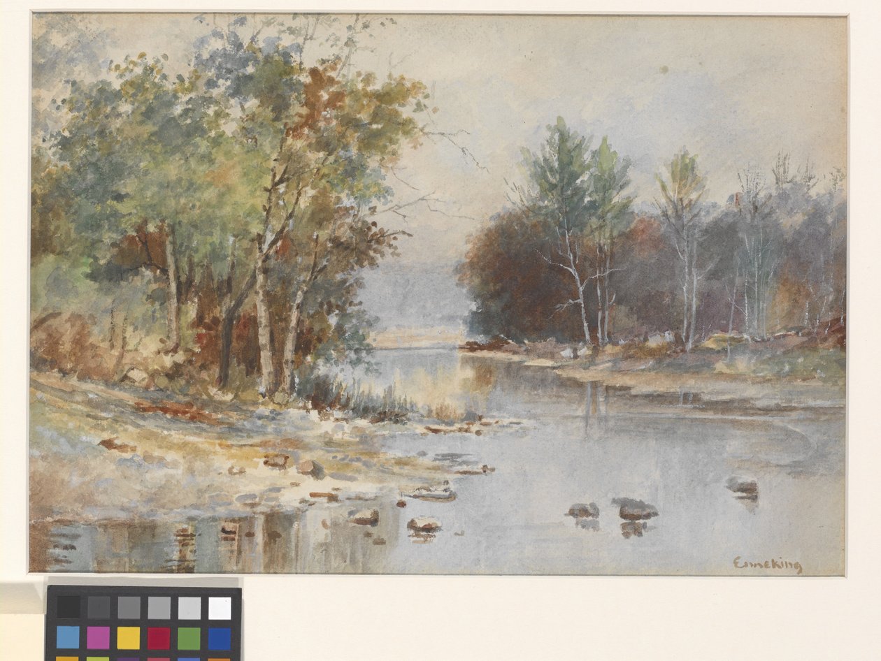 Uden titel (Strøm i efteråret) (akvarel på hvidt koldpresset akvarelpapir) af John Joseph Enneking