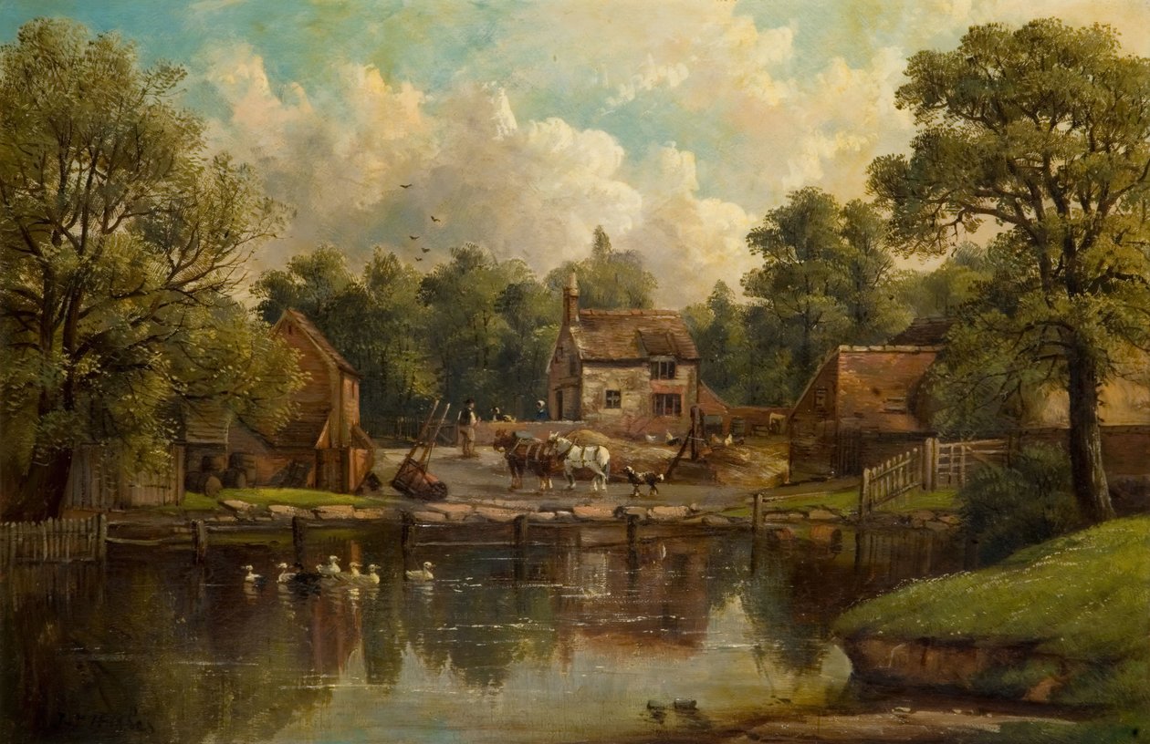 Farm i Wood Lane, Handsworth, 1850-1908. af John Joseph Hughes
