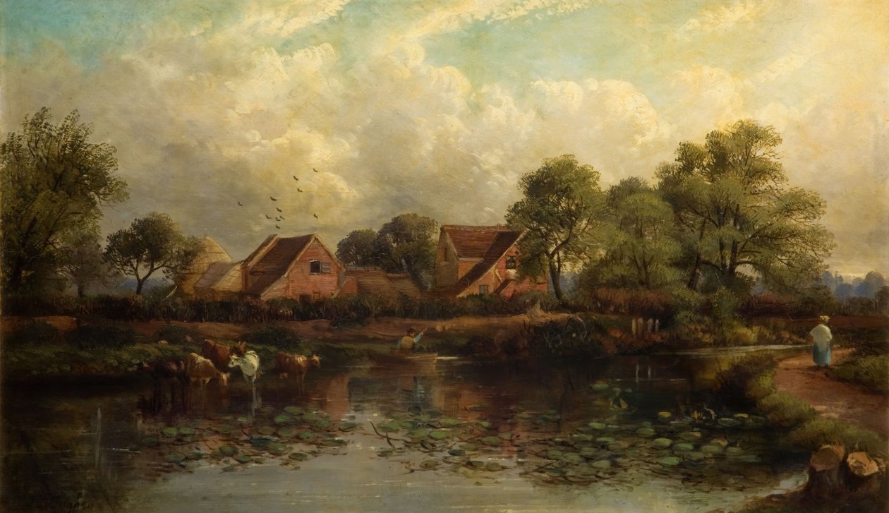Farm i Wood Lane, Handsworth, 1850-1908. af John Joseph Hughes
