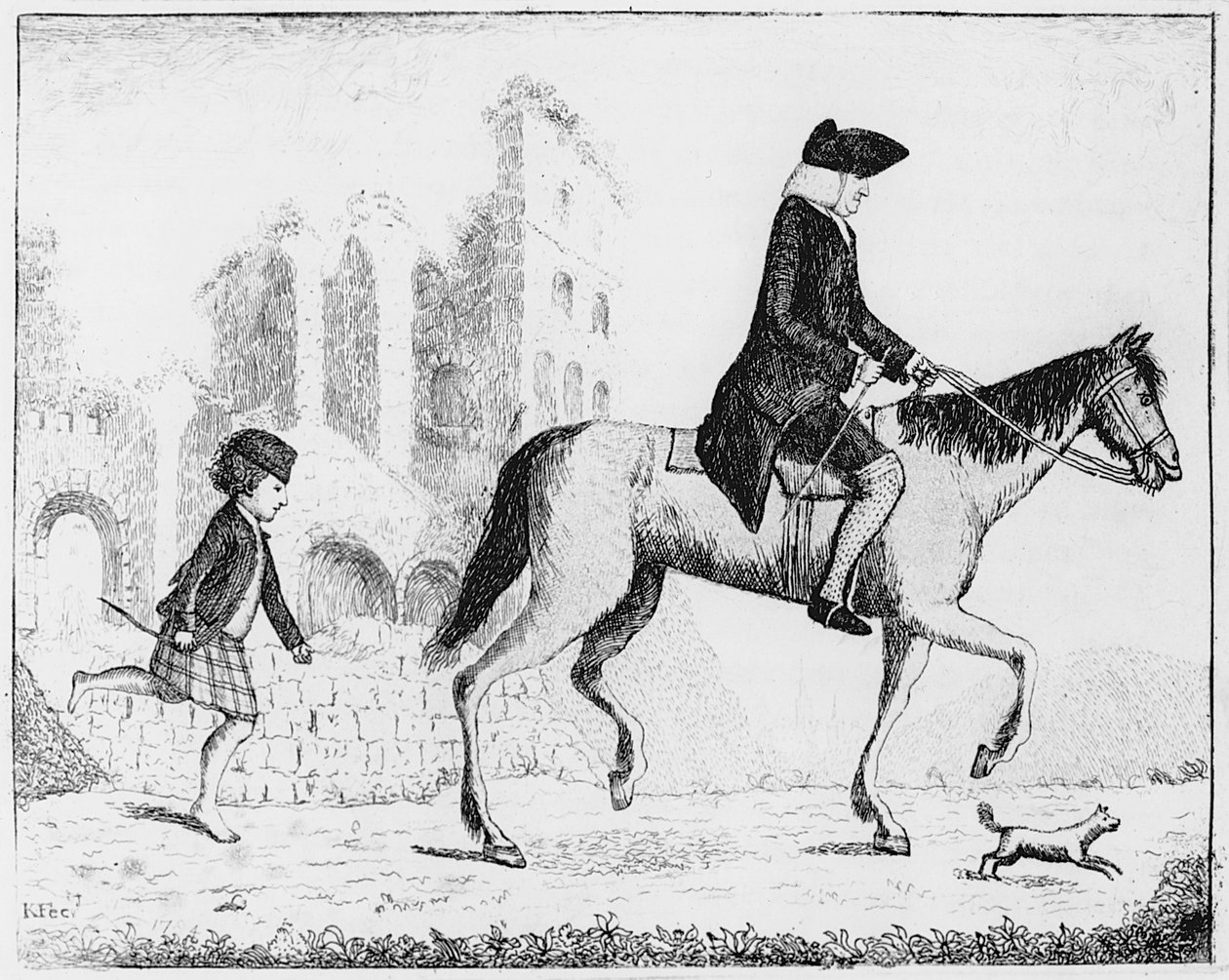 Francis Garden, Lord Gardenstone med sin hund Smash og en højlandsdreng, 1784 af John Kay