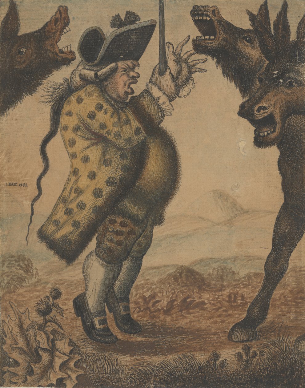Hr. Alexander Campbell, organist, dirigent Three Braying Asses, 1782. af John Kay