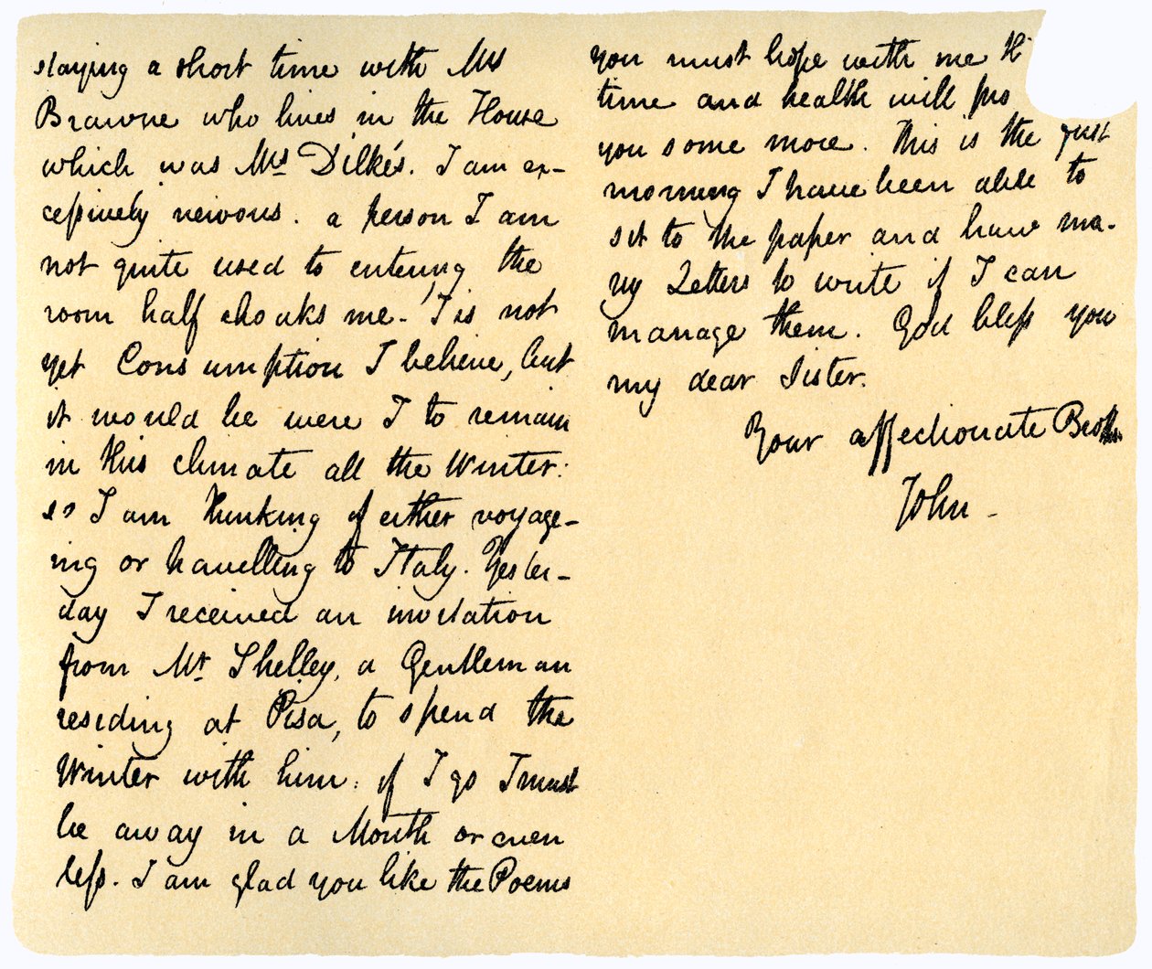 Brev fra John Keats til hans søster, Fanny Keats, 14. august 1820 af John Keats