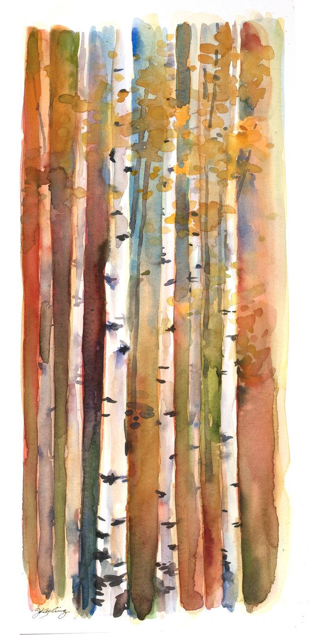 Birkes i efteråret, 2013, (akvarel) af John Keeling