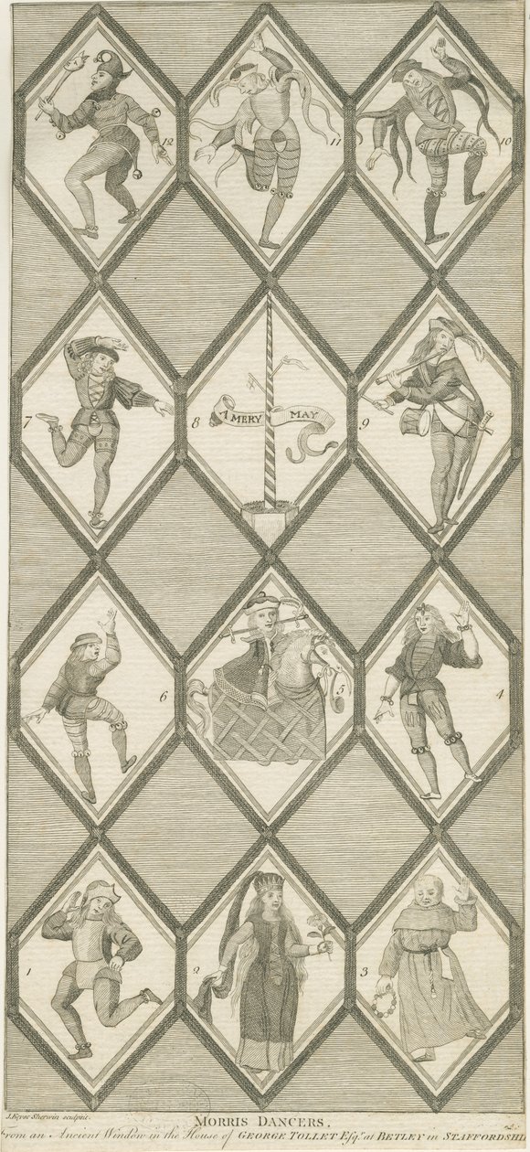 Betley Glass Window - Morris Dancers: engraving, nd [1751-1790] dani af John Keyse Sherwin