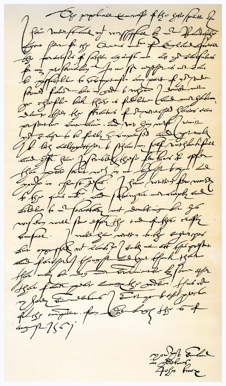 Brev fra John Knox til Sir Nicholas Throgmorton, 6. august 1561. af John Knox