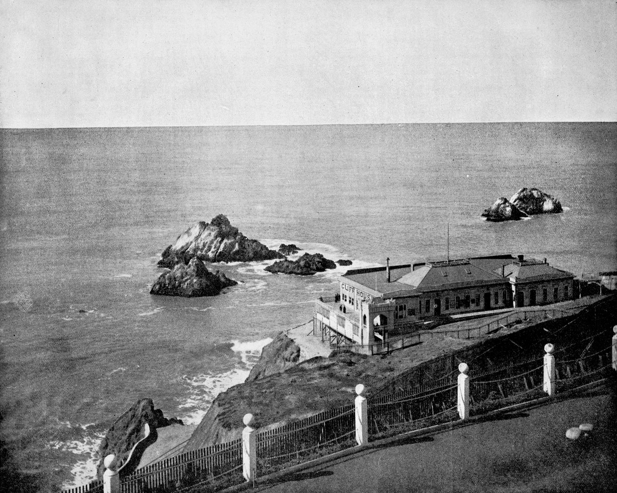 Cliff House and Seal Rocks, Golden Gate, Californien, USA, 1893. af John L. Stoddard