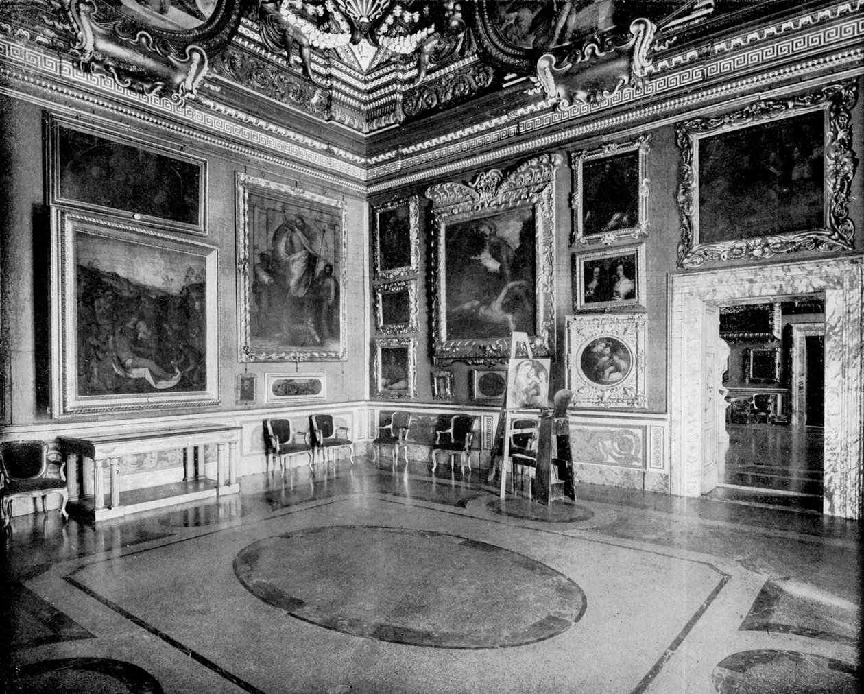 Hall of Saturn, Pitti Palace, Firenze, Italien, 1893. af John L. Stoddard