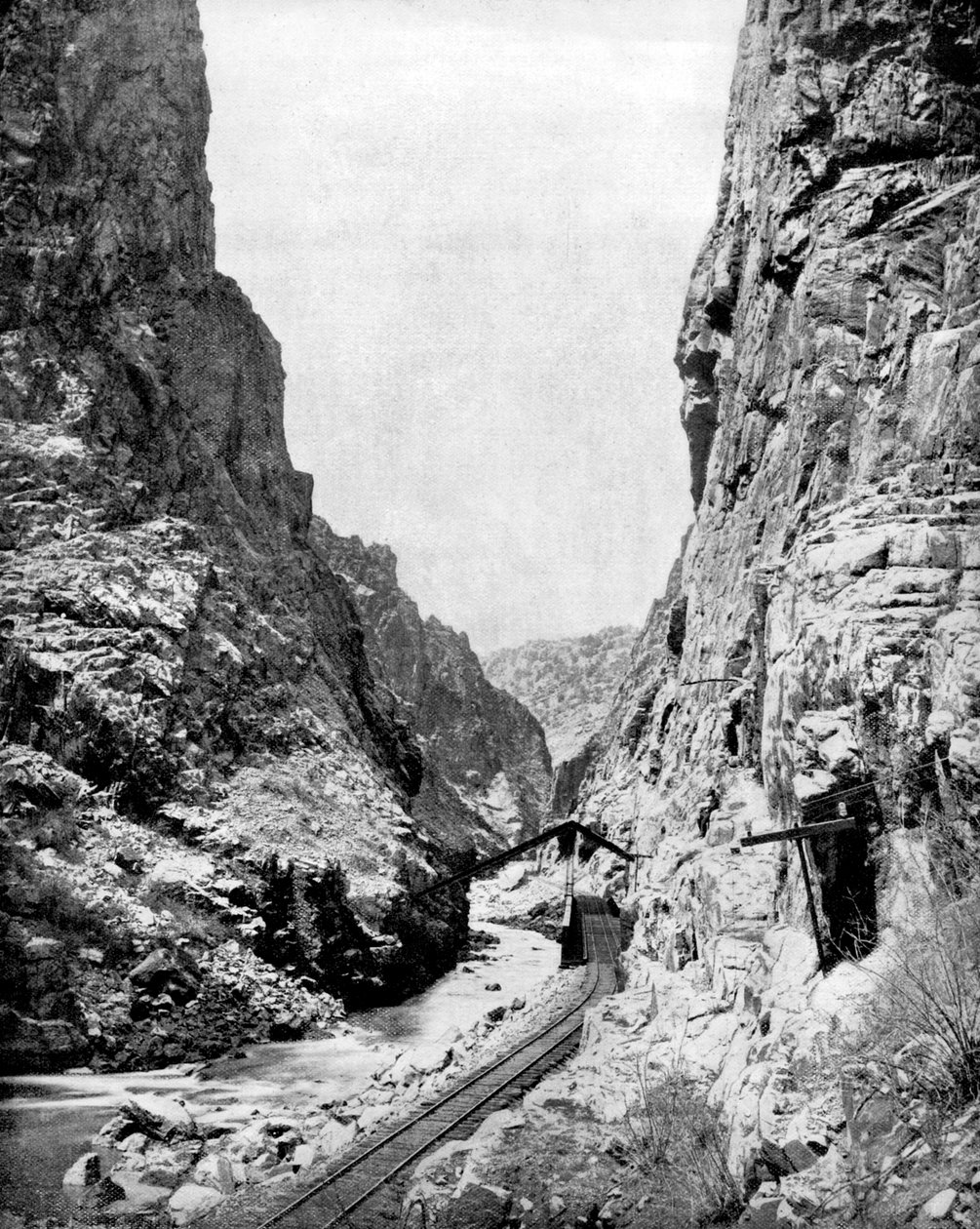 Royal Gorge, Colorado, USA, 1893. af John L. Stoddard