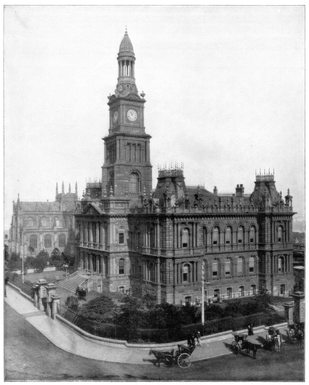 Rådhus og plads, Sydney, Australien, slutningen af det 19. århundrede. af John L. Stoddard